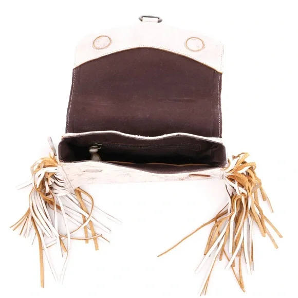 Bed Stu Hidden Fringe Crossbody inNectar Lux (white) Handbag, NWT
